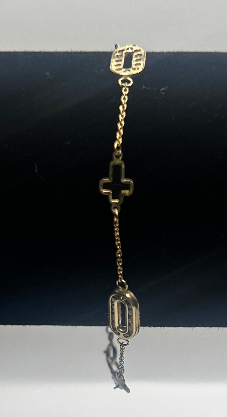 Gold Bracelet – Cross & Oval Design