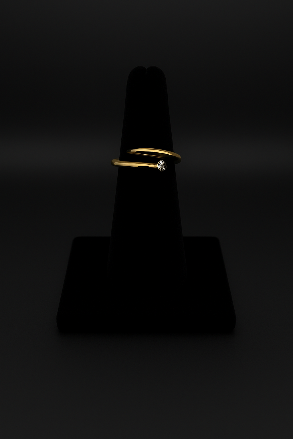 Gold Nail-Style Ring with Cubic Accent