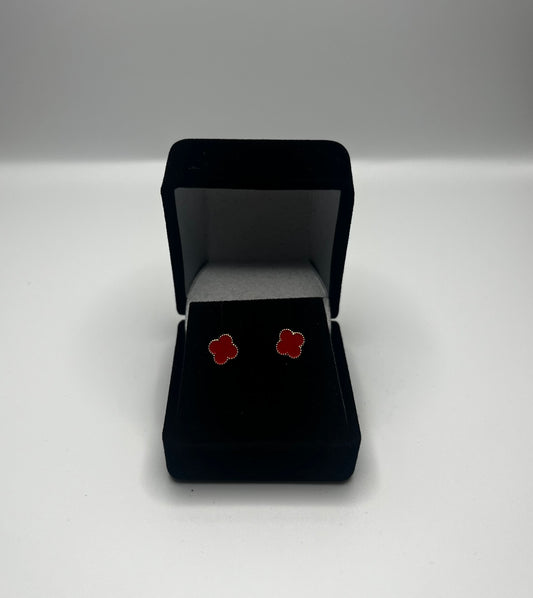Clover Stud Earrings – Red