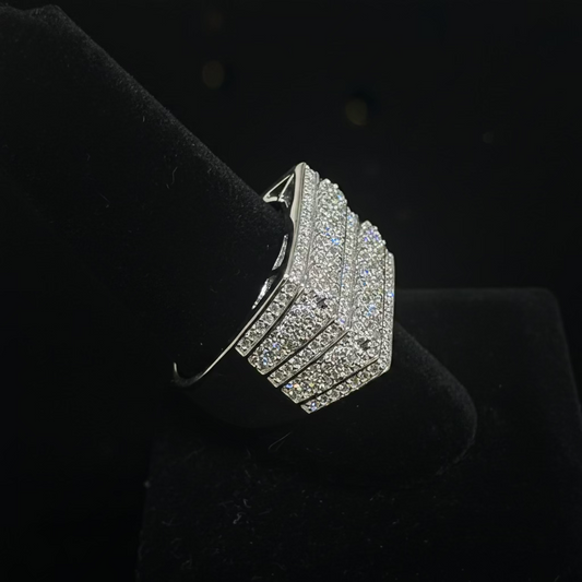 Iced Out Rectangle Ring – 925 Sterling Silver