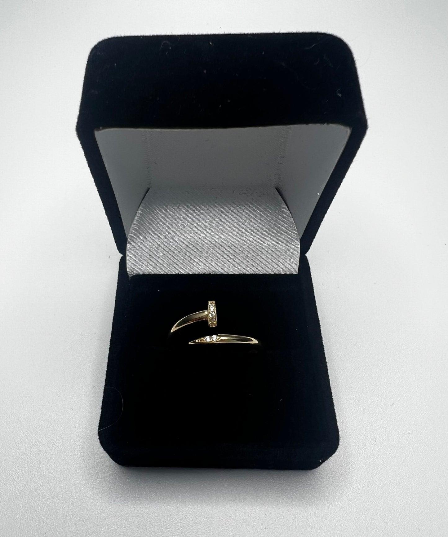 Gold Nail Ring with Sparkling Accents