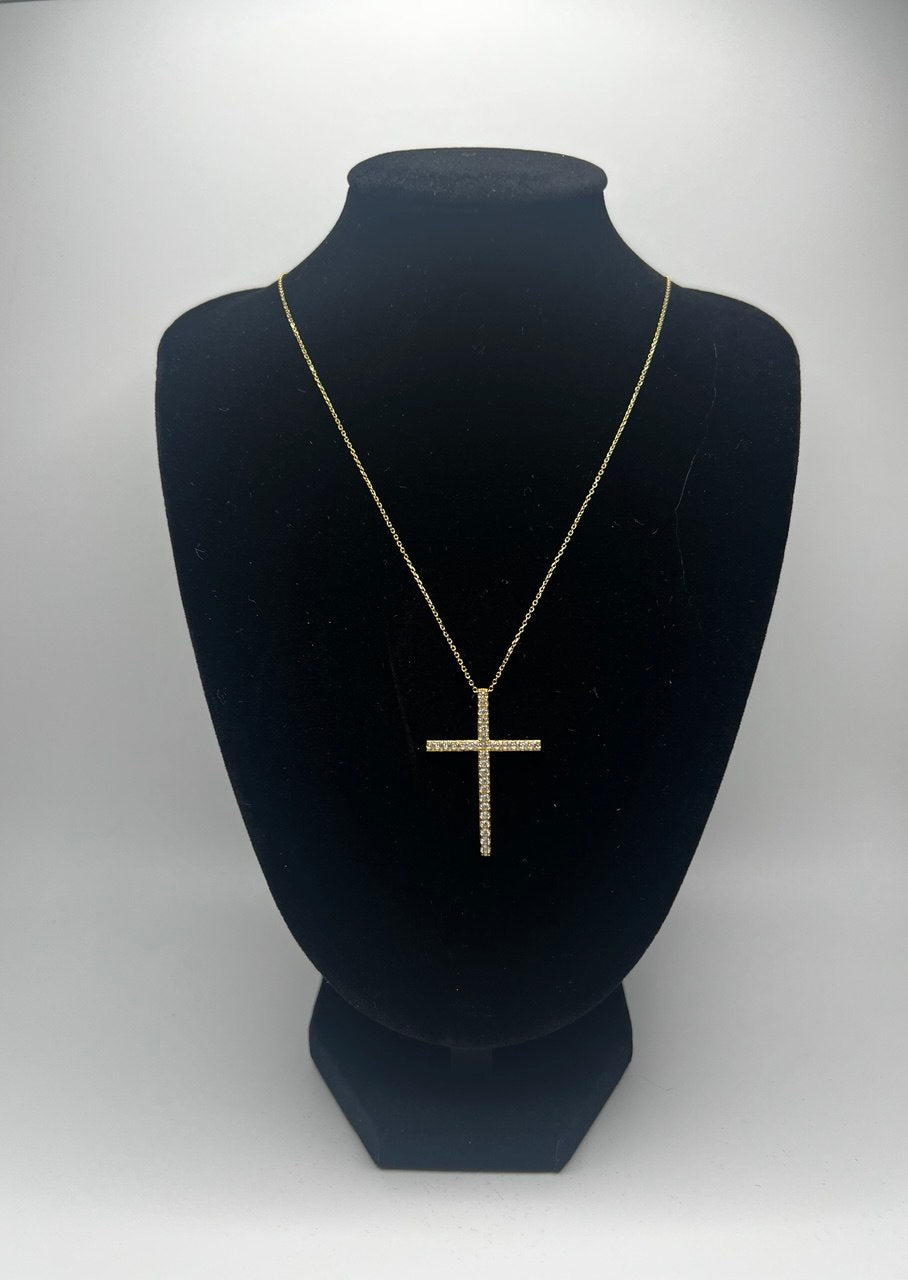 Gold Cross Pendant with Chain – 16mm