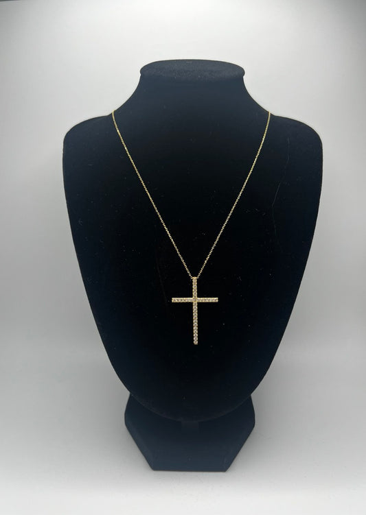 Gold Cross Pendant with Chain – 16mm