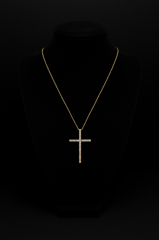 Gold Cross Pendant with Chain – 16mm