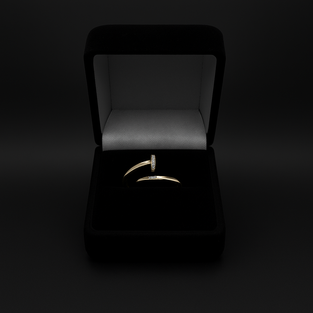 Gold Nail Ring with Sparkling Accents