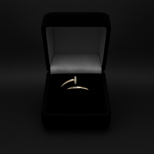 Gold Nail Ring with Sparkling Accents