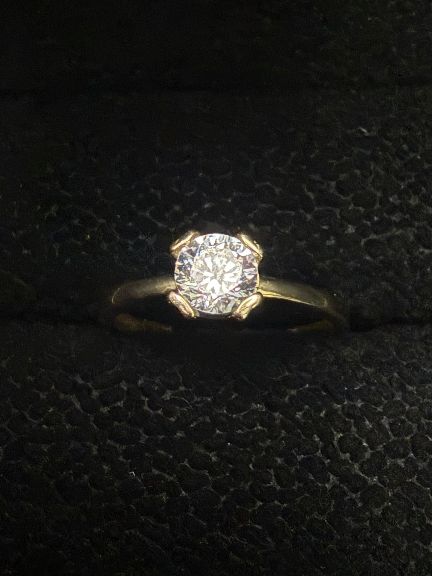 10K Gold Solitaire Ring with Brilliant Stone