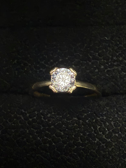 10K Gold Solitaire Ring with Brilliant Stone