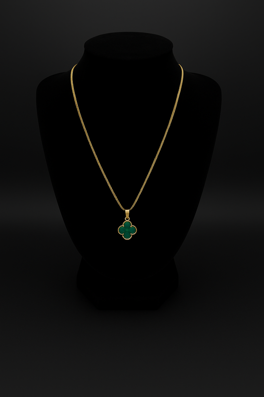 Green Clover 10K Gold Necklace – 16mm