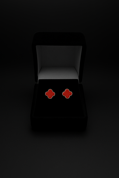 Clover Stud Earrings – Red