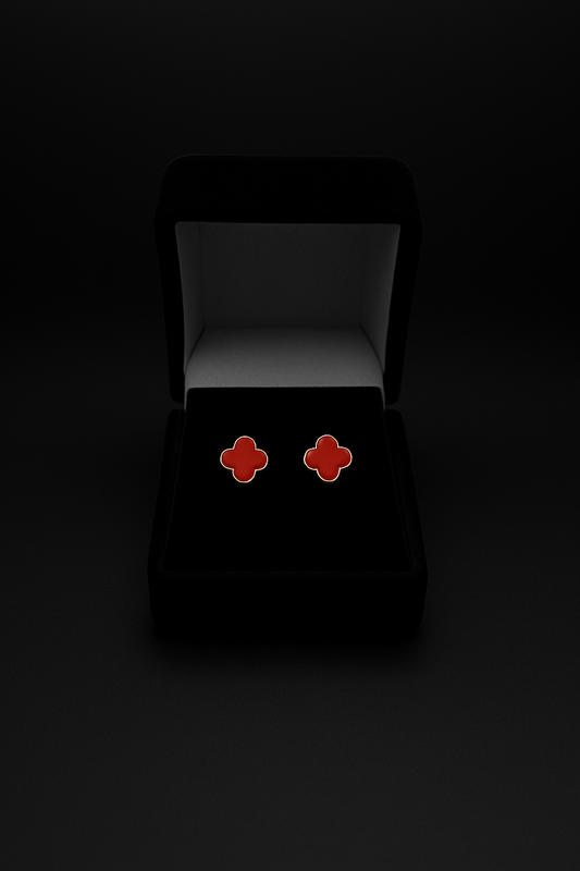 Clover Stud Earrings – Red