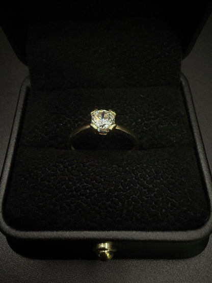 10K Gold Solitaire Ring with Brilliant Stone