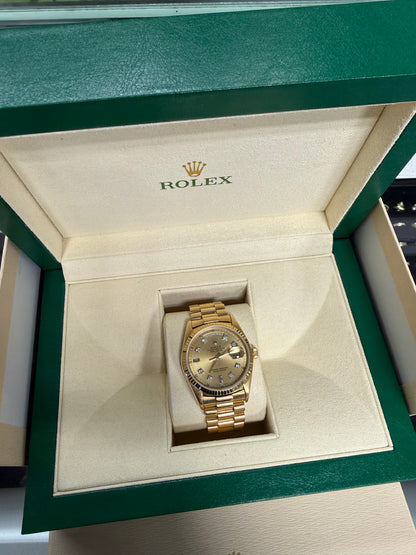 Rolex Day-Date 18K Gold with Diamond Dial – Full Set