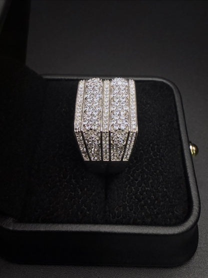Iced Out Rectangular Ring - 925
Sterling Silver CZ| Size 9