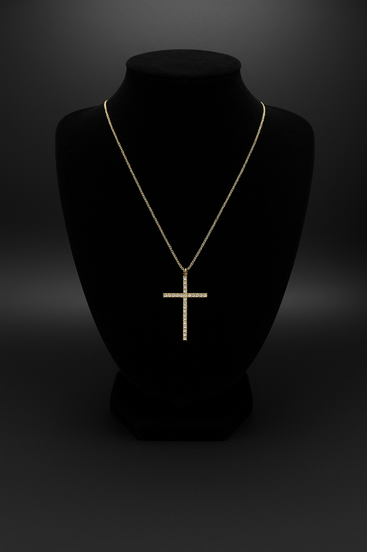 Gold Cross Pendant with Chain – 16mm
