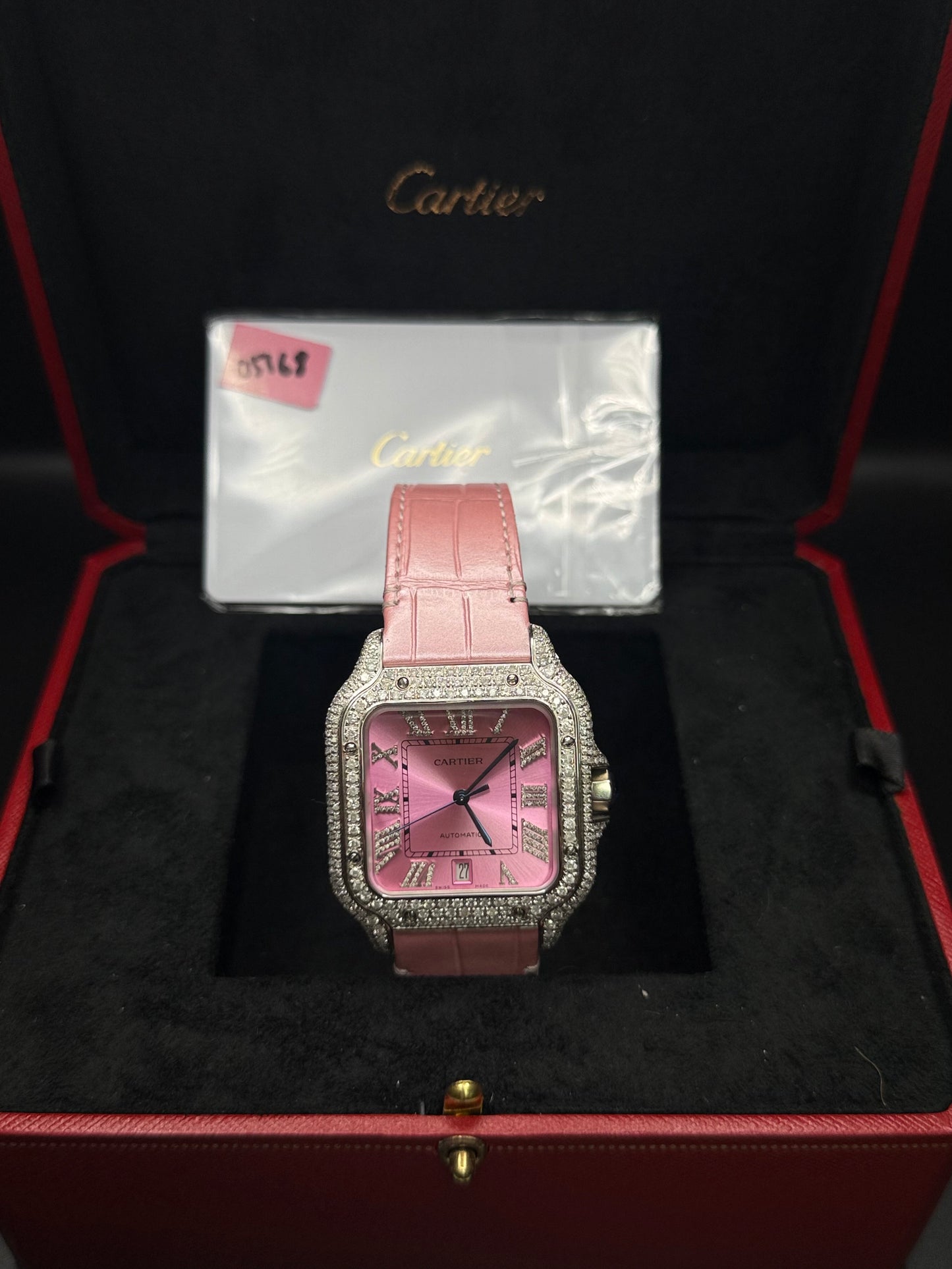 Cartier Santos de Cartier Custom Pink Diamond Watch – Automatic