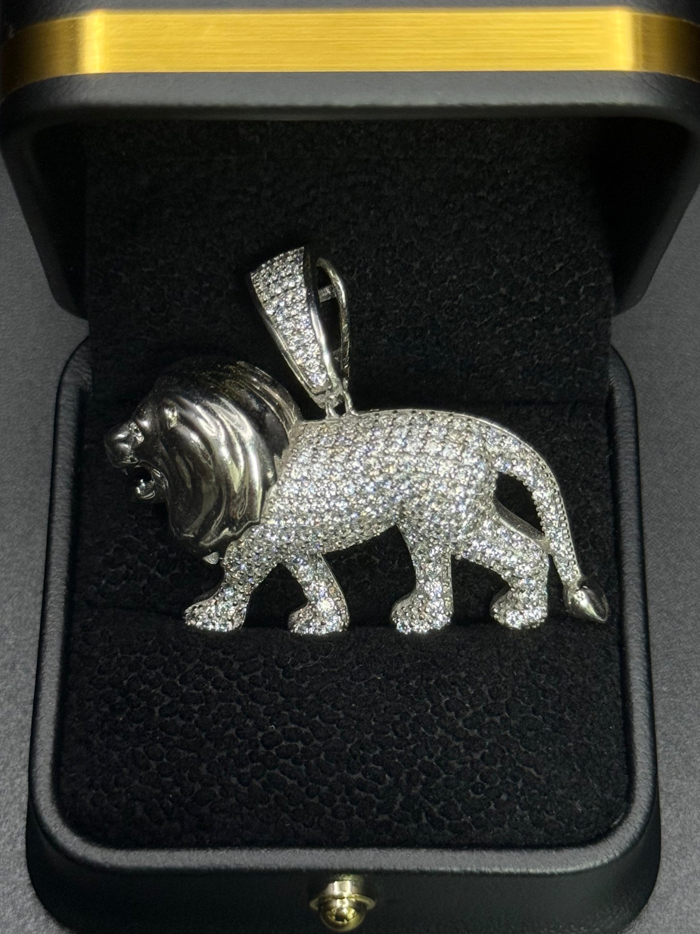 Iced Out Lion Pendant – 925 Sterling Silver CZ Pendant