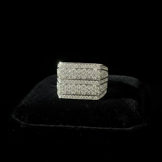Iced Out Rectangle Ring – 925 Sterling Silver