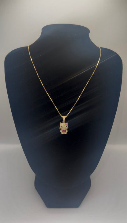 Gold Hello Kitty Pendant with CZ Stones