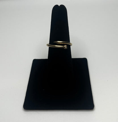 Gold Nail-Style Ring with Cubic Accent