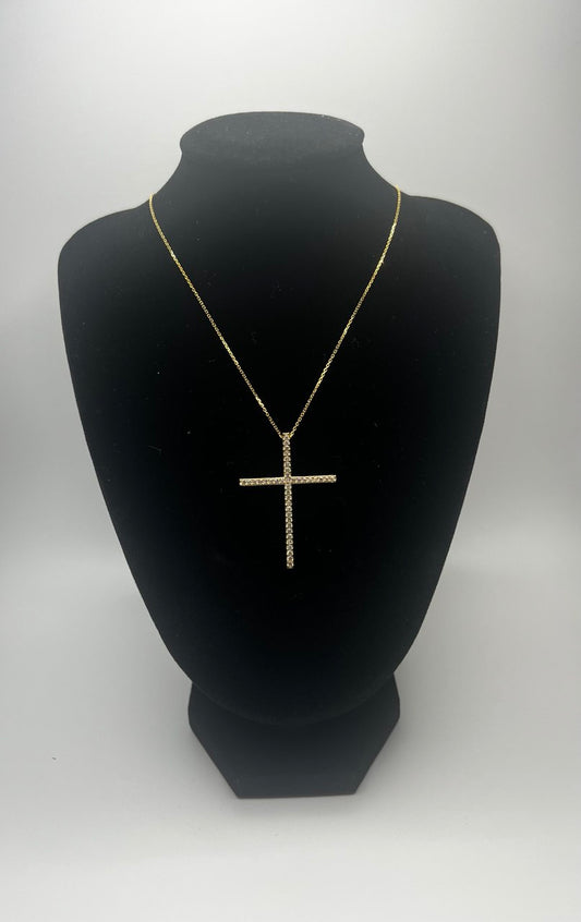Gold Cross Pendant with Chain – 16mm