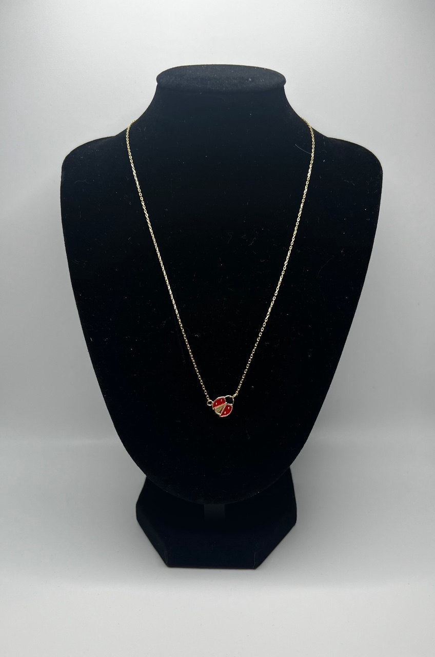 Ladybug Necklace 10k Gold