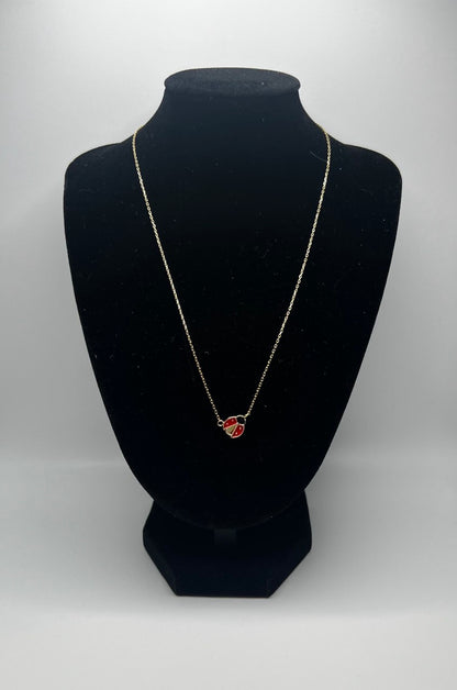 Ladybug Necklace 10k Gold