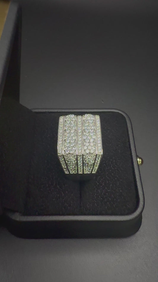 Iced Out Rectangular Ring - 925
Sterling Silver CZ| Size 9
