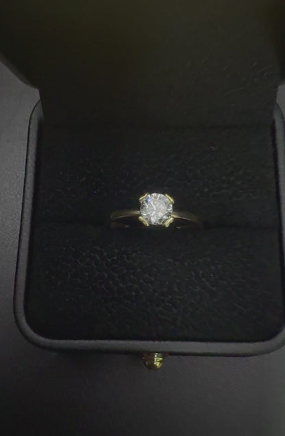10K Gold Solitaire Ring with Brilliant Stone