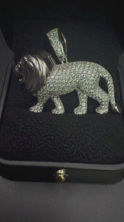 Iced Out Lion Pendant – 925 Sterling Silver CZ Pendant