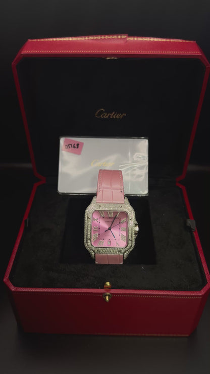 Cartier Santos de Cartier Custom Pink Diamond Watch – Automatic
